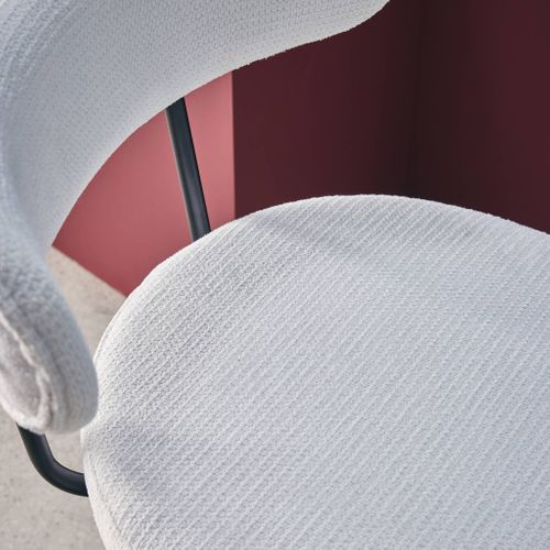Lot De Deux Tabourets De Bar Assise Rotative Métal Noir Et Tissu Blanc - L 50 X P 50 X H 92cm -