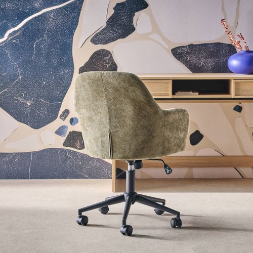 Chaise De Bureau à Roulettes Ajustable Métal Et Tissu Kaki - L 57 X P 57 X H 85/94.5cm - Stan