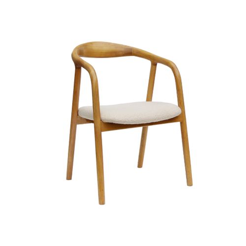 Lot De 2 Fauteuils Structure Bois D'hévéa. Assise Bouclette Teinte Naturelle Vintage. L 55 X P 57 X