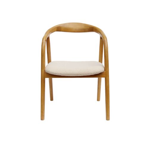 Lot De 2 Fauteuils Structure Bois D'hévéa. Assise Bouclette Teinte Naturelle Vintage. L 55 X P 57 X