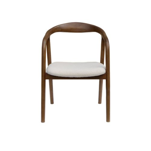 Lot De 2 Fauteuils Structure Bois D'hévéa. Assise Bouclette Teinte Noyer Vintage. L 55 X P 57 X H