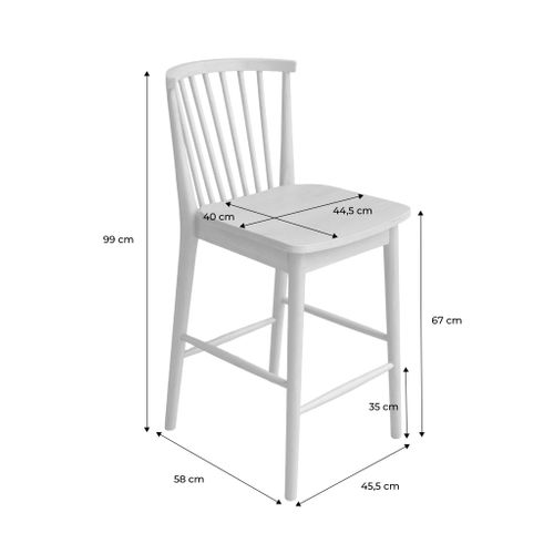 Lot De 2 Tabourets De Bar à Barreaux Bois D'hévéa Et Contreplaqué Noyer - 48 X 58 X 98.5 Cm - Paula