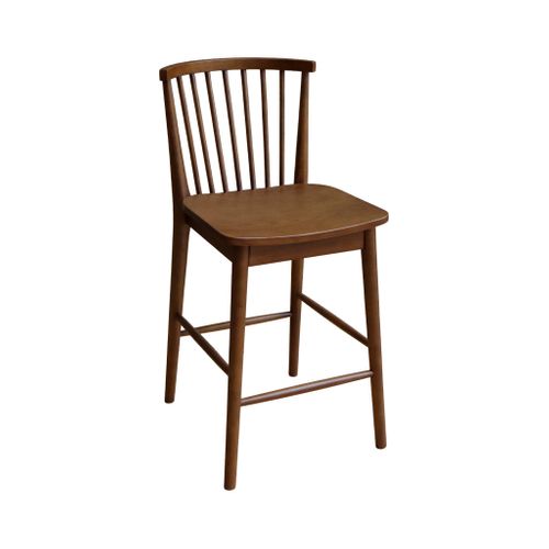 Lot De 2 Tabourets De Bar à Barreaux Bois D'hévéa Et Contreplaqué Noyer - 48 X 58 X 98.5 Cm - Paula