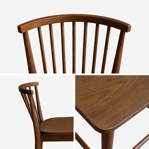 Lot De 2 Tabourets De Bar à Barreaux Bois D'hévéa Et Contreplaqué Noyer - 48 X 58 X 98.5 Cm - Paula