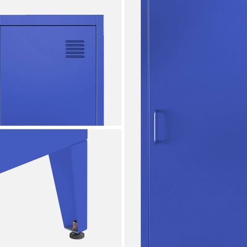 Armoire Chambre En Acier Bleu 4 Espaces De Rangement. Casier