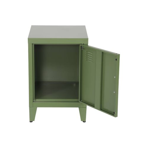 Table De Chevet En Acier Kaki. 1 Porte. Casier. Chambre Enfant