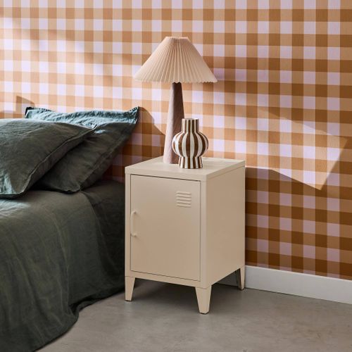 Table De Chevet En Acier Beige. 1 Porte. Casier. Chambre Enfant
