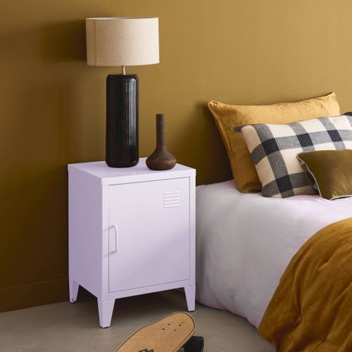 Table De Chevet En Acier Lilas. 1 Porte. Casier. Chambre Enfant