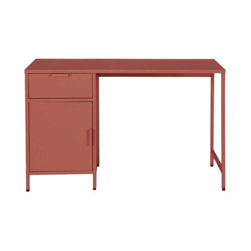 Bureau Enfant Acier Laminé 1 Tiroir. Terracotta.  L 120 X P 50 X H 75 Cm
