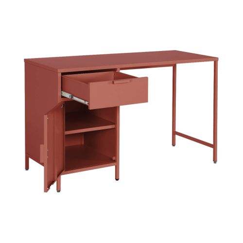Bureau Enfant Acier Laminé 1 Tiroir. Terracotta.  L 120 X P 50 X H 75 Cm