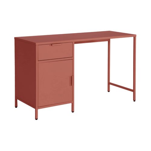 Bureau Enfant Acier Laminé 1 Tiroir. Terracotta.  L 120 X P 50 X H 75 Cm
