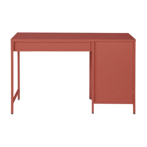 Bureau Enfant Acier Laminé 1 Tiroir. Terracotta.  L 120 X P 50 X H 75 Cm