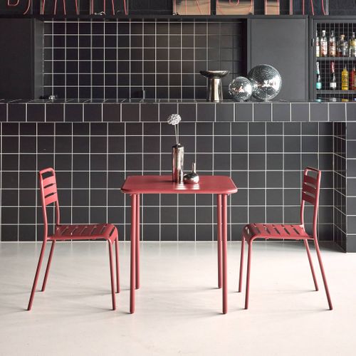 Table De Jardin Métal + 2 Assises Terre De Sienne Amélia