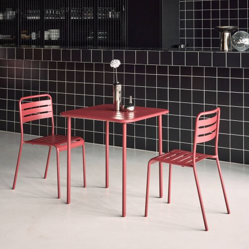 Table De Jardin Métal + 2 Assises Terre De Sienne Amélia