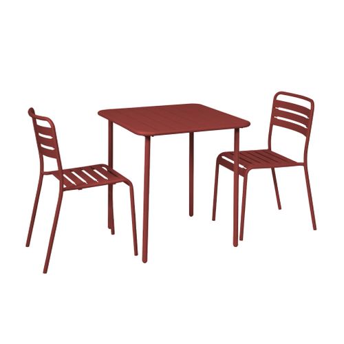 Table De Jardin Métal + 2 Assises Terre De Sienne Amélia