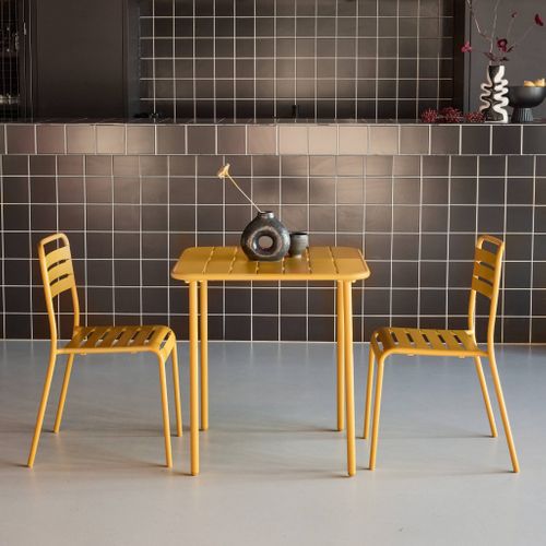 Table De Jardin Métal + 2 Assises Ocre Amélia
