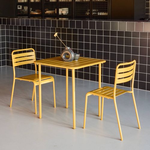 Table De Jardin Métal + 2 Assises Ocre Amélia