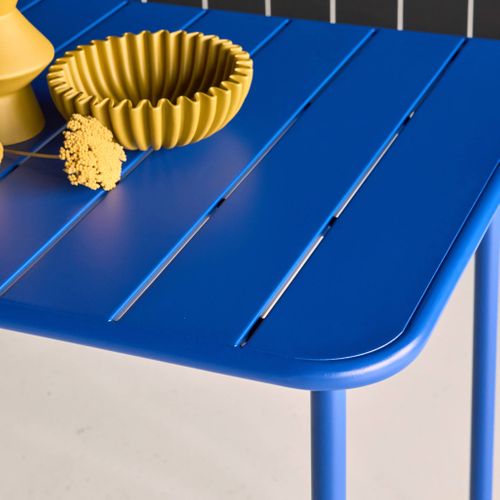 Table De Jardin Métal + 6 Assises Bleu Électrique Amélia