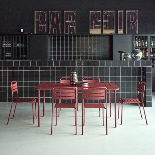 Table De Jardin Métal + 6 Assises Terre De Sienne Amélia