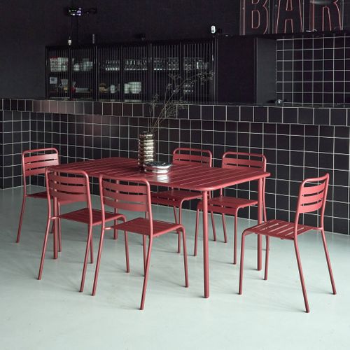 Table De Jardin Métal + 6 Assises Terre De Sienne Amélia