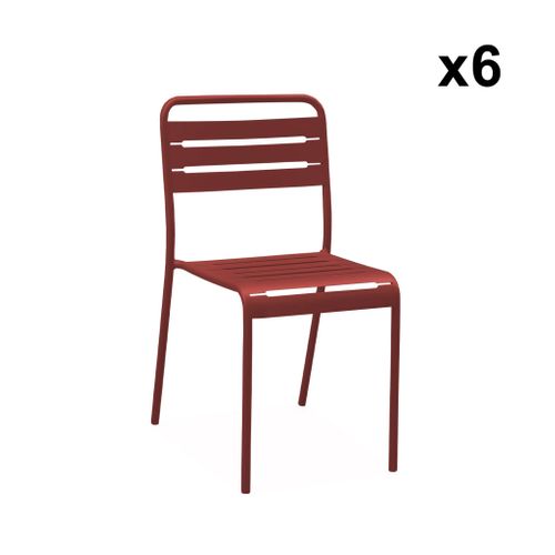 Table De Jardin Métal + 6 Assises Terre De Sienne Amélia