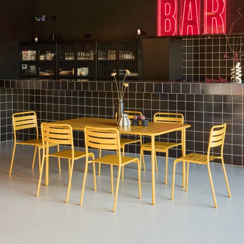 Table De Jardin Métal + 6 Assises Ocre Amélia