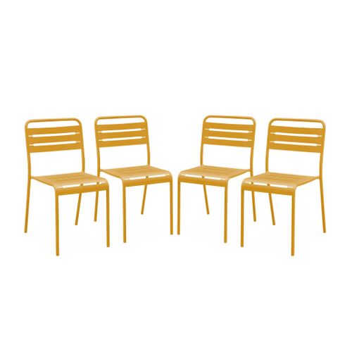 Lot De 4 Chaises De Jardin Acier. 4 Places. Ocre. Amelia. L44 X P52 X H79cm