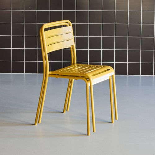 Lot De 2 Chaises De Jardin Acier. 2 Places. Ocre. Amelia. L44 X P52 X H79cm