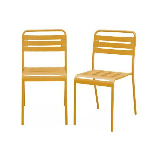 Lot De 2 Chaises De Jardin Acier. 2 Places. Ocre. Amelia. L44 X P52 X H79cm