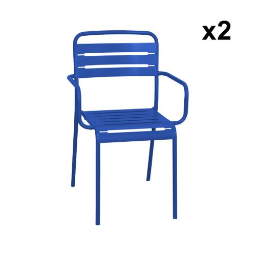 Lot De 2 Fauteuils De Jardin Acier. 2 Places. Bleu Électrique. Amelia. L50.4 X P53 X H79.5cm