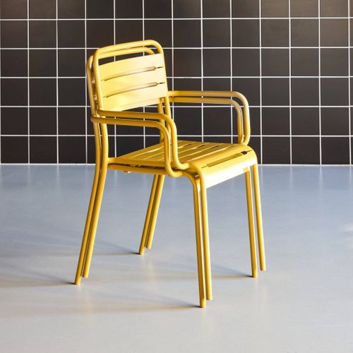 Lot De 2 Fauteuils De Jardin Acier. 2 Places. Ocre. Amelia. L50.4 X P53 X H79.5cm