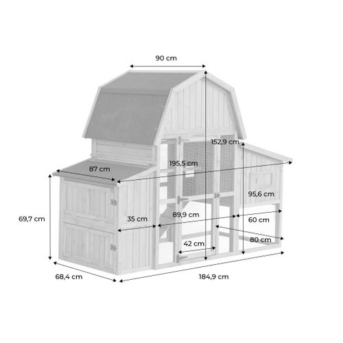 Poulailler 6 Poules Bois De Sapin - 195.5 X 90 X 152.5 Cm - Gasconne