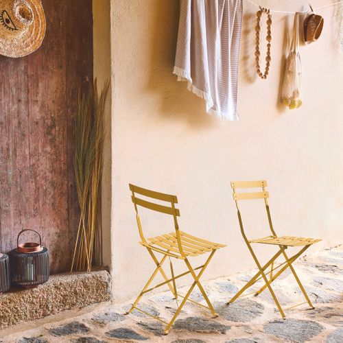 Lot De 2 Chaises De Jardin Bistrot Pliables En Acier Thermolaqué. 49.5 X 41 X 80.5cm