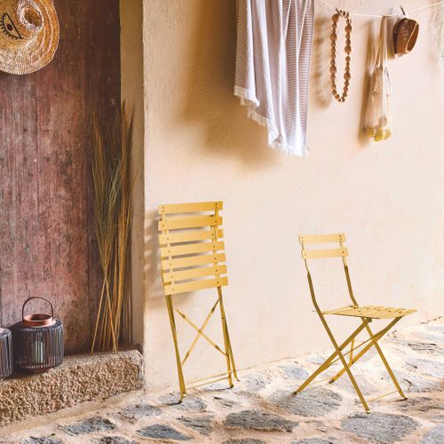 Lot De 2 Chaises De Jardin Bistrot Pliables En Acier Thermolaqué. 49.5 X 41 X 80.5cm