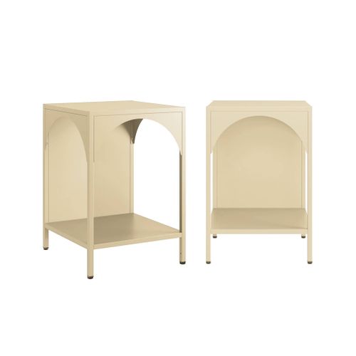Lot De 2 Tables De Chevet. Tables D'appoint En Acier Style Industriel. Beige. L 35 X L 35 X H 52cm