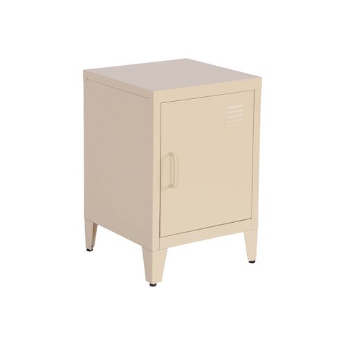 Lot De 2 Tables De Chevet En Acier 1 Porte. Beige. Casier. L 38 X P 38 X H 55.7 Cm