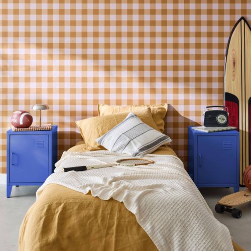 Lot De 2 Tables De Chevet En Acier 1 Porte. Bleu. Casier. L 38 X P 38 X H 55.7 Cm