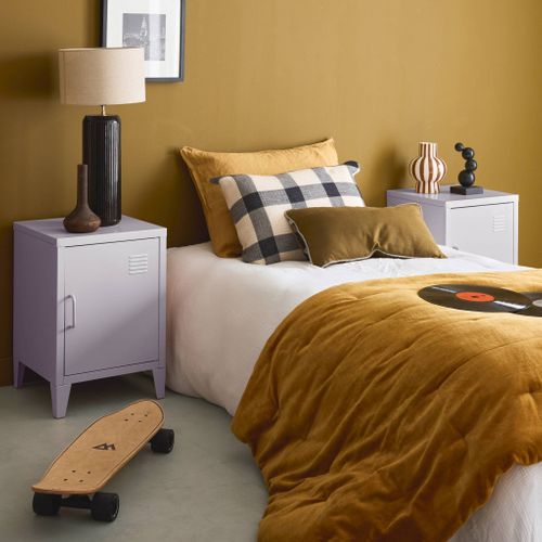 Lot De 2 Tables De Chevet En Acier 1 Porte. Lilas. Casier. L 38 X P 38 X H 55.7 Cm