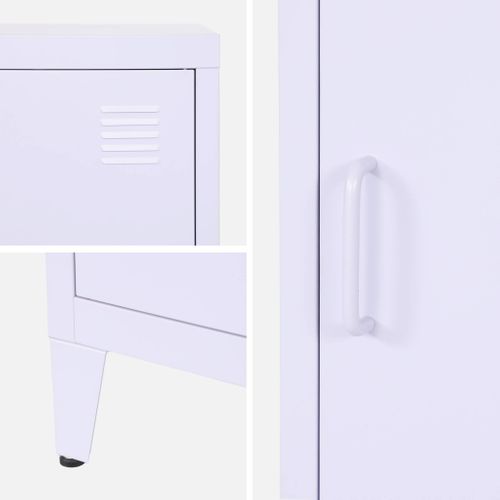 Lot De 2 Tables De Chevet En Acier 1 Porte. Lilas. Casier. L 38 X P 38 X H 55.7 Cm