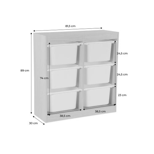 Meuble De Rangement Enfant 6 Bacs De Rangement En Plastique Orange Pêche - Sora