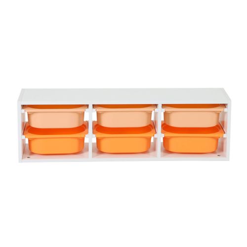 Meuble De Rangement Pour Enfant. 6 Bacs En Plastique Orange Pêche - Sora