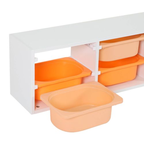 Meuble De Rangement Pour Enfant. 6 Bacs En Plastique Orange Pêche - Sora