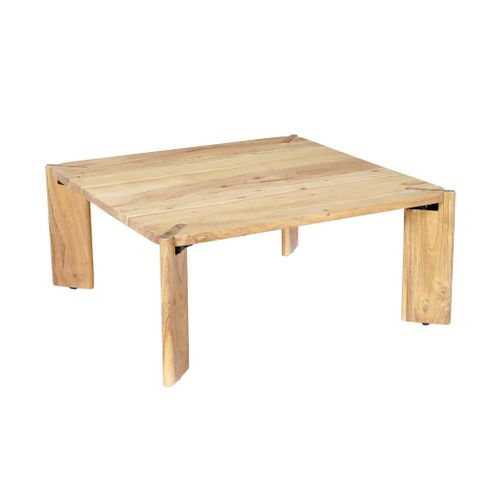 Table Basse Exotique Carrée Bois Massif 80cm Naturel - Reva