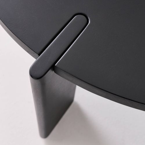 Table Basse Ronde En Bois De Manguier Massif Noir 80 Cm - Reva