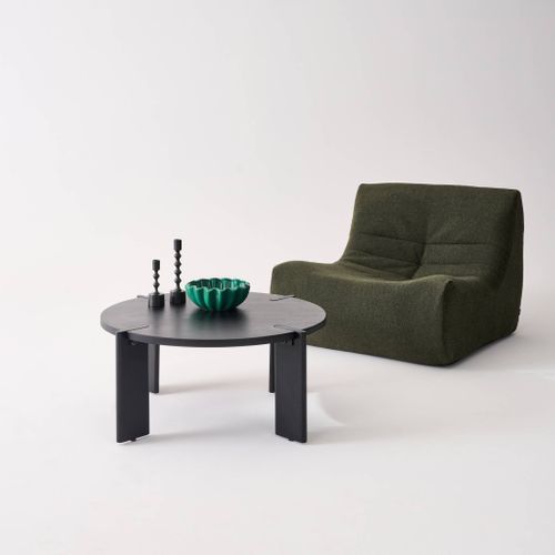 Table Basse Ronde En Bois De Manguier Massif Noir 80 Cm - Reva