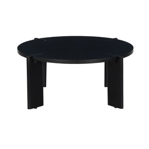 Table Basse Ronde En Bois De Manguier Massif Noir 80 Cm - Reva
