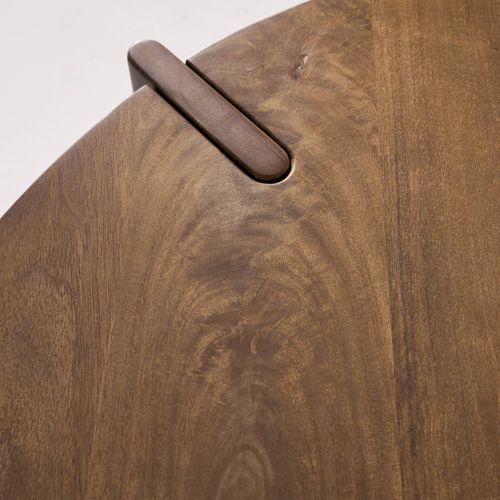 Table Basse Ronde En Bois De Manguier Massif Noyer 80 Cm - Reva