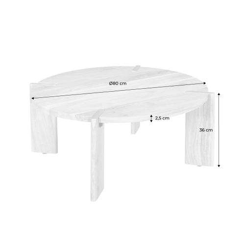 Table Basse Ronde En Bois De Manguier Massif Noyer 80 Cm - Reva