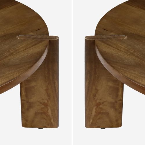 Table Basse Ronde En Bois De Manguier Massif Noyer 80 Cm - Reva