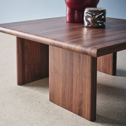 Table Basse Carré Effet Noyer 80 X 80cm